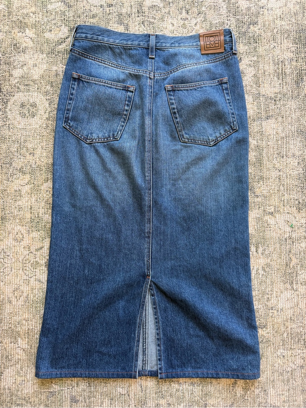 Toteme Blue Denim Bitti Skirt Midi Fitted Jean Skirt Fall Luxury Size Small - Picture 8 of 9